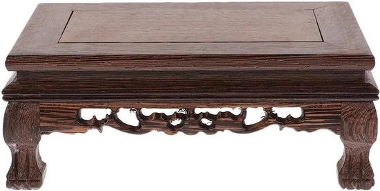 Pianta in legno con vassoio rettangolare e mini-sedia per piante - Standard decorativo per ufficio e casa - Ornamenti in legno e base per artigianato