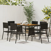 Set da Pranzo per Esterni 7 pz in Polyrattan Nero 3120097