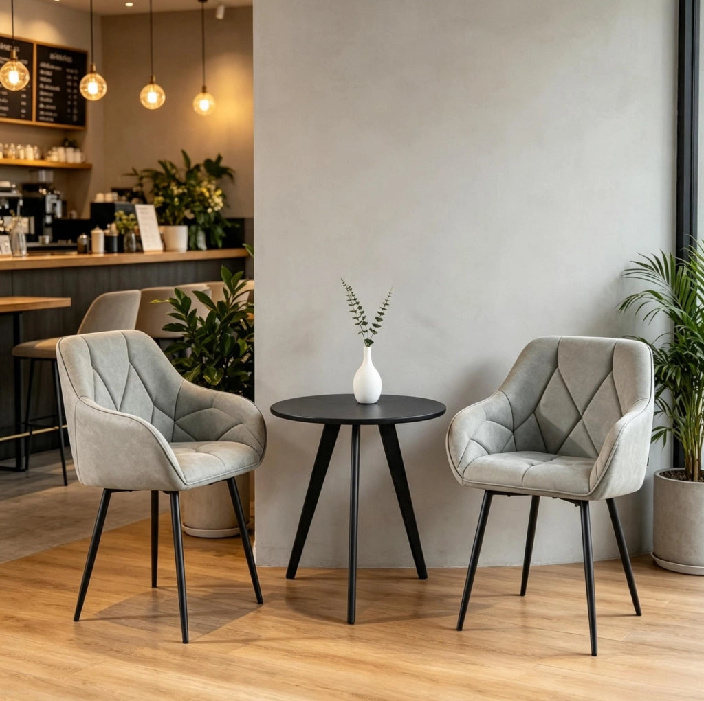 Set di 2 sedie da pranzo in similpelle grigie
