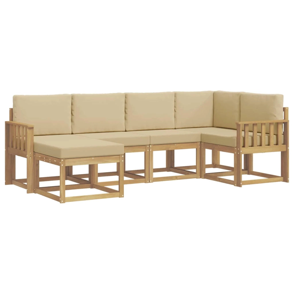 Set di divani da esterno 6 pcs Bianco e Beige Poliestere