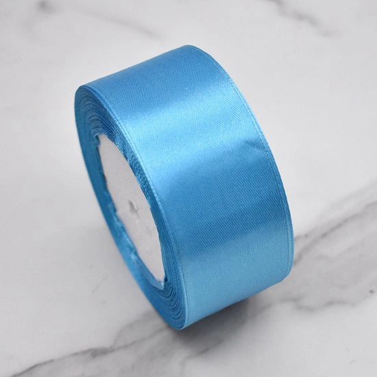 Lana satinata, 40 mm x 22,8 m, lana per decorazione, confezione di regalo, manufatta a mano, decorazione, adatta per matrimonio, fai da te, lana di rose, decorazione per torta, fiori, confezione di regalo, blu