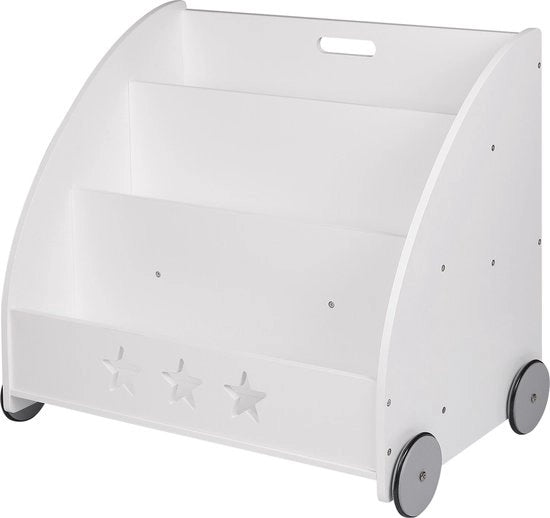 Cassettiere con Ruote per Bambini - Culla, Cassettiera per Giochi, Cassettiera per Magazzino - Design per Bambini - Legno - 62x42x57 cm - Bianco
