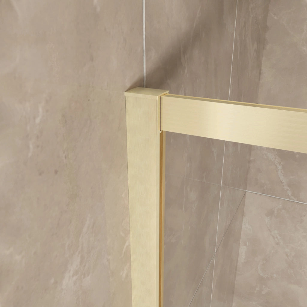 Box Doccia Semicircolare 80X80 cm H.190 Oro Spazzolato Porta Scorrevole Vetro 6 mm Trasparente Anticalcare, Piatto Doccia Bianco