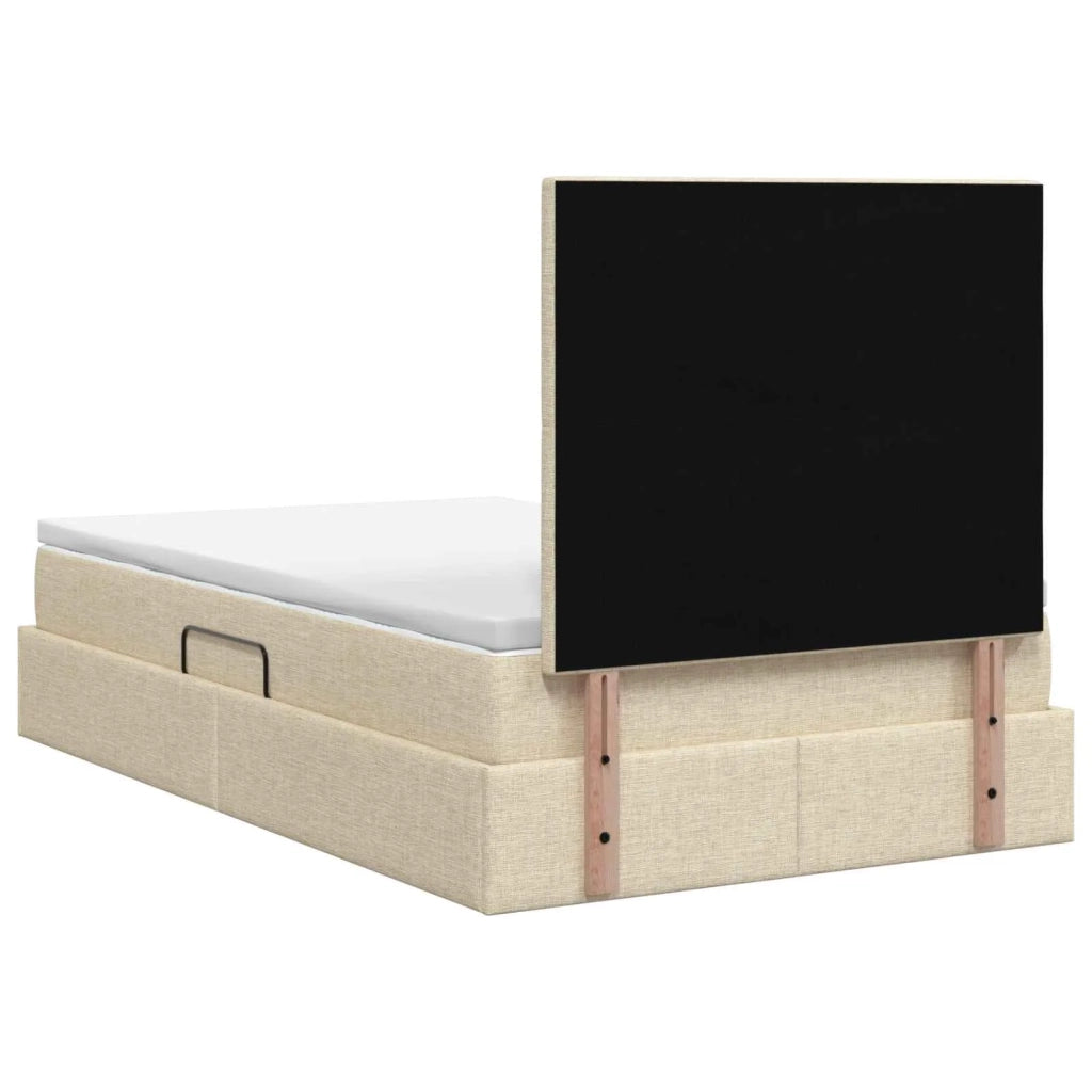 Letto con contenitore e materasso Crema 120 x 190 cm Tessuto 3459493