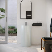 Lavabo freestanding tondo 45x83 cm in micrcocemento bianco | Coral