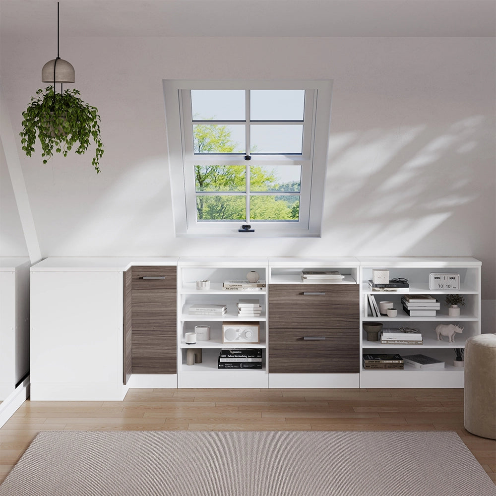 Mobile sottotetto Mobile angolare Rion Grigio nobile/Bianco 75.6 x 83.8 cm con 1 porta, carcassa dell’armadio profondità 60 cm Vicco