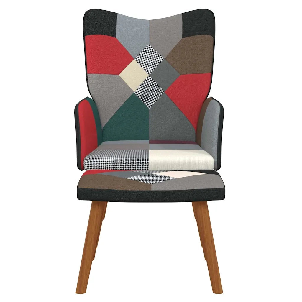 Divano Sedia-Poltrona Relax con Poggiapiedi in Tessuto Patchwork 665064