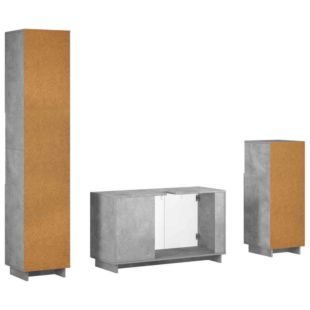 Set mobili da bagno 3 pz Grigio Cemento Legno ingegnerizzato 3433058