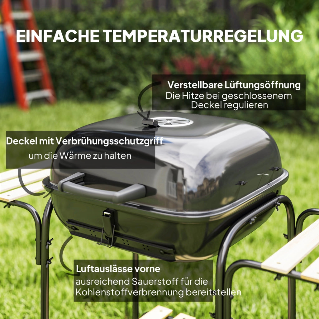 Grill Wagon Barbecue Carbone ¨C zephmum ¨C 98x54x91 cm Nero Acciaio