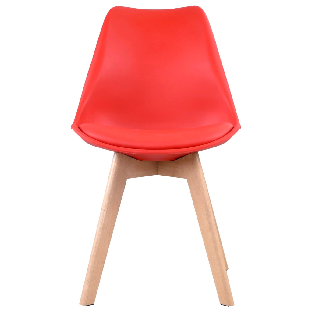 Set di 4 sedie scandinave NORA rosse con cuscino