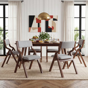 SEDIA Pieghevole da pranzo Set da 6 pezzi in legno massello e lino Grigio