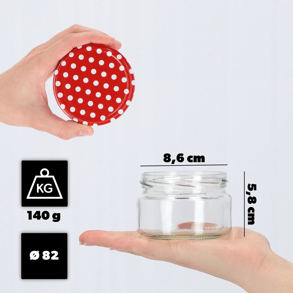 KADAX Denia barattoli per conserve 250ml 10 pezzi 82mm + coperchio "Piselli rossi"