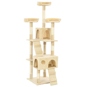 Tiragraffi albero per gatti cuccia per gatti giocattolo peluche sisal 170 cm beige 3702119
