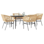 Set da Pranzo da Giardino 5pz con Cuscini Polyrattan Vetro