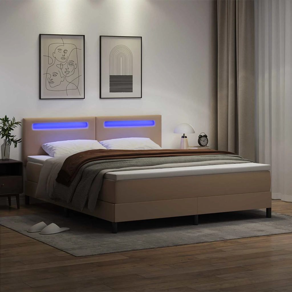 Letto a molle Cappuccino 180 x 200 cm Pelle sintetica 3339063