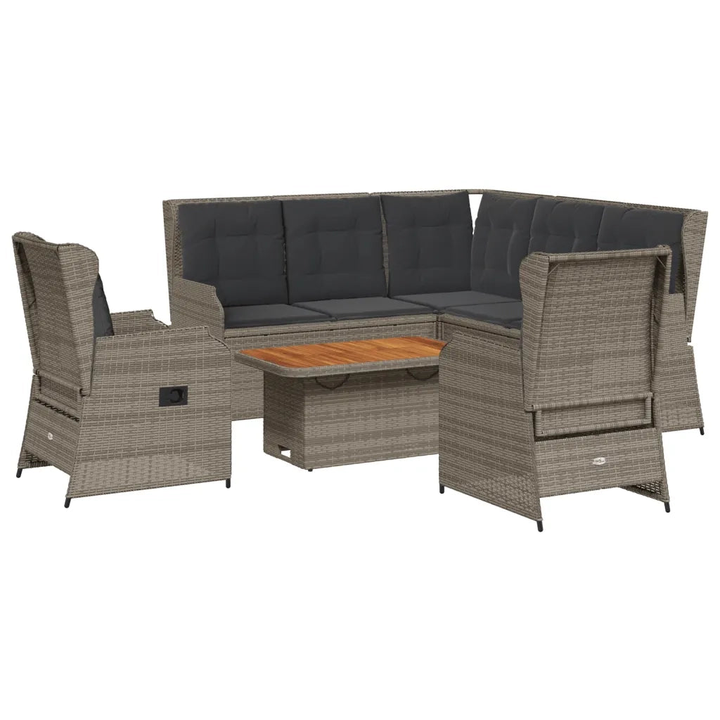 Set Divani da Giardino 6 pz con Cuscini in Polyrattan Grigio 3262468