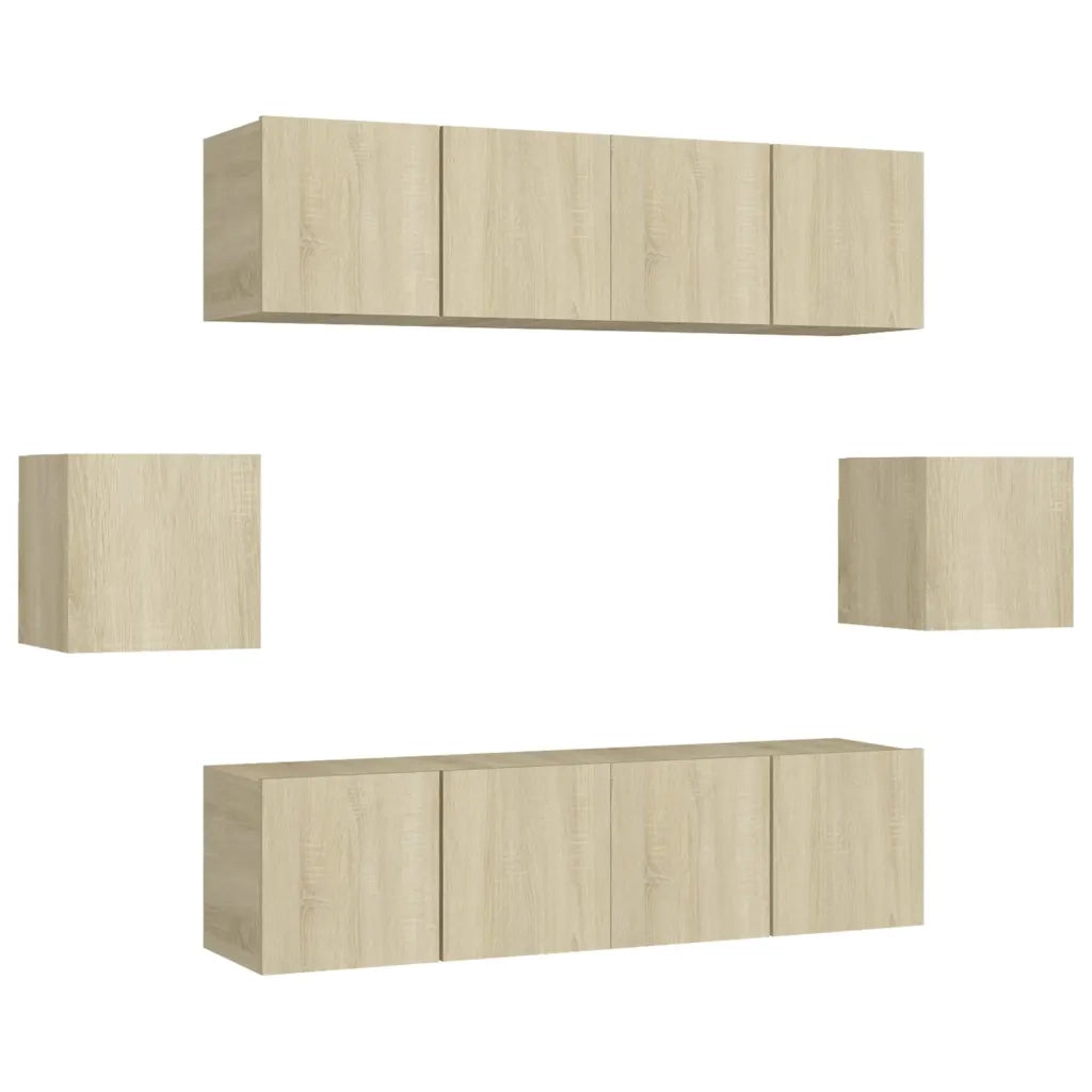 Set di Mobili Porta TV 6 pz-Set di 6 Credenza per TV Rovere Sonoma in Legno Multistrato 647811