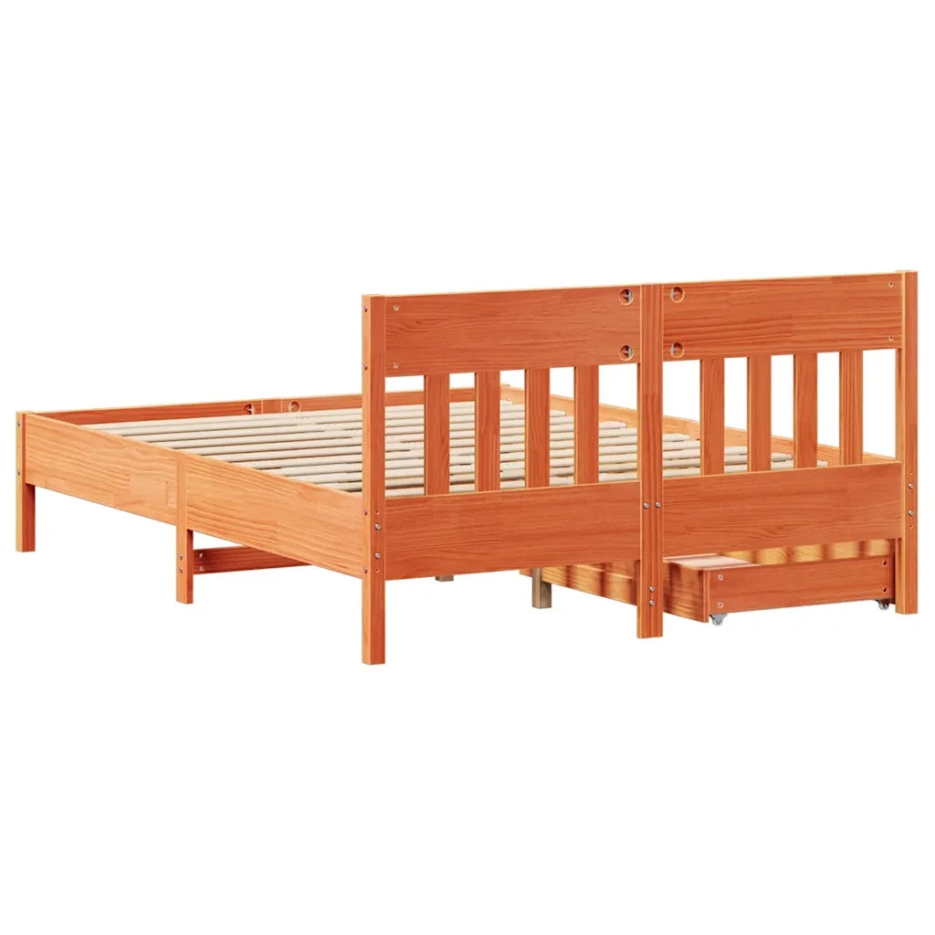 vidaXL Letto senza Materasso Marrone Cera 140x190 cm in Legno di Pino