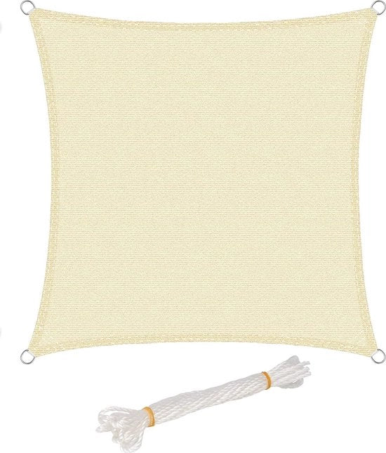 Tela di ombreggiamento quadrata - Parasole - Telo di protezione solare per pergola - Canapa HDPE protettiva UV - Crème 2x2m