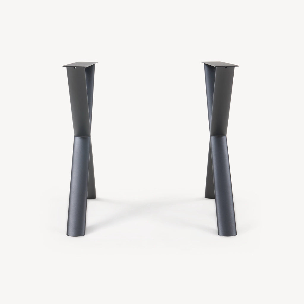 Set di 2 Gambe Klixjö con Profili Ovali a X per Mobili 'Fai da Te' 72 x 70 x 10 cm - Acciaio Nero [en.casa]