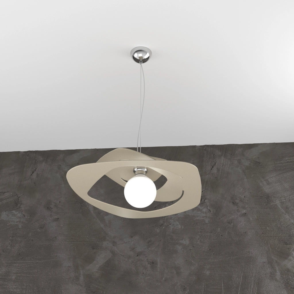 Lampadario a sospensione moderno 1 luce sabbia Warped d.50 cm - Attacco E27 - Design geometrico