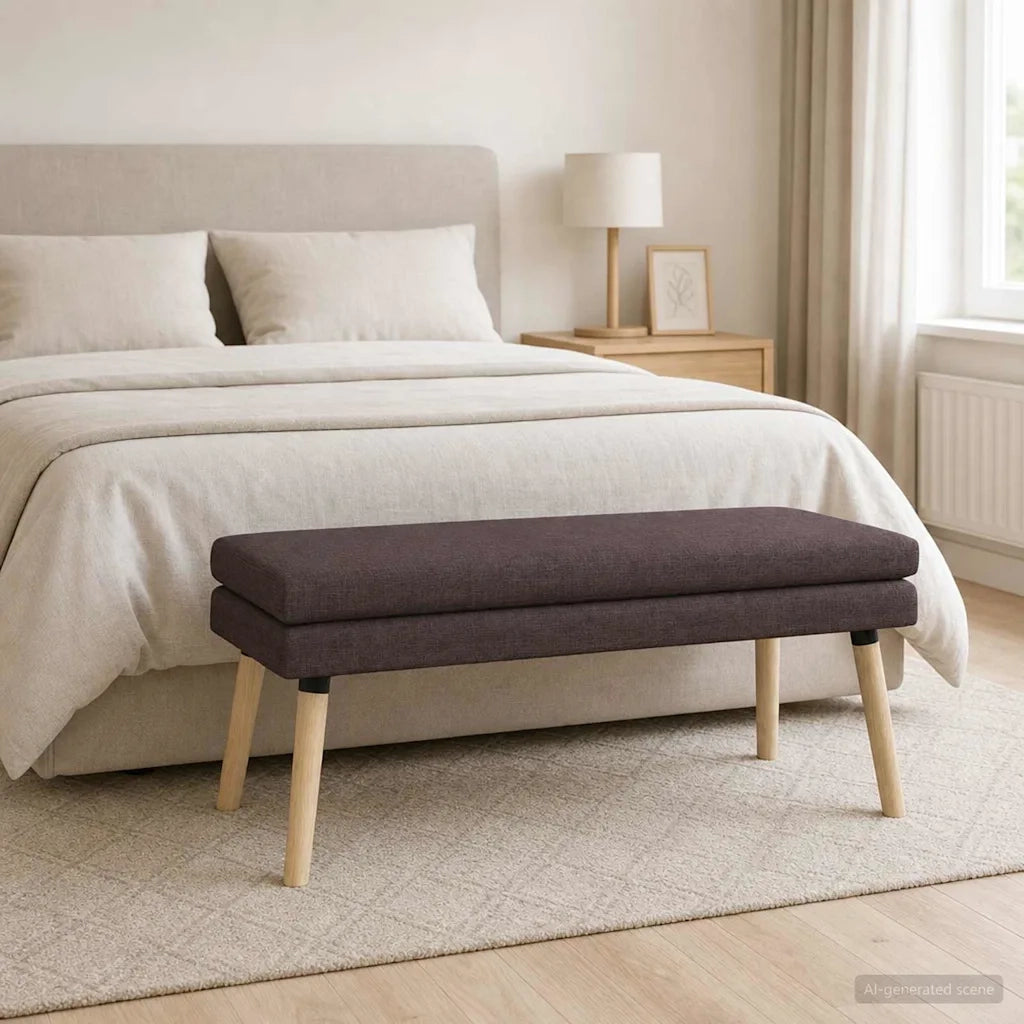 Panchina a doppio strato Marrone Scuro 110 x 40 x 47 cm Tessuto 42038449