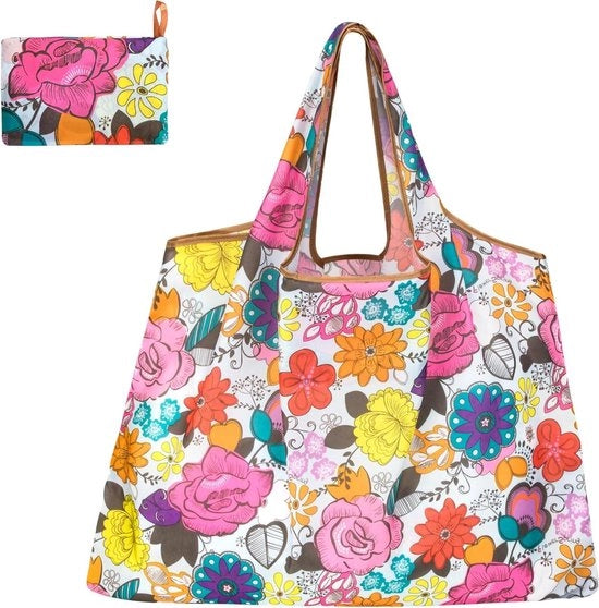 Borsa per spesa pieghevole e riutilizzabile 50 x 66 cm per shopping - Borsa portatile ecosostenibile con maniglie robuste