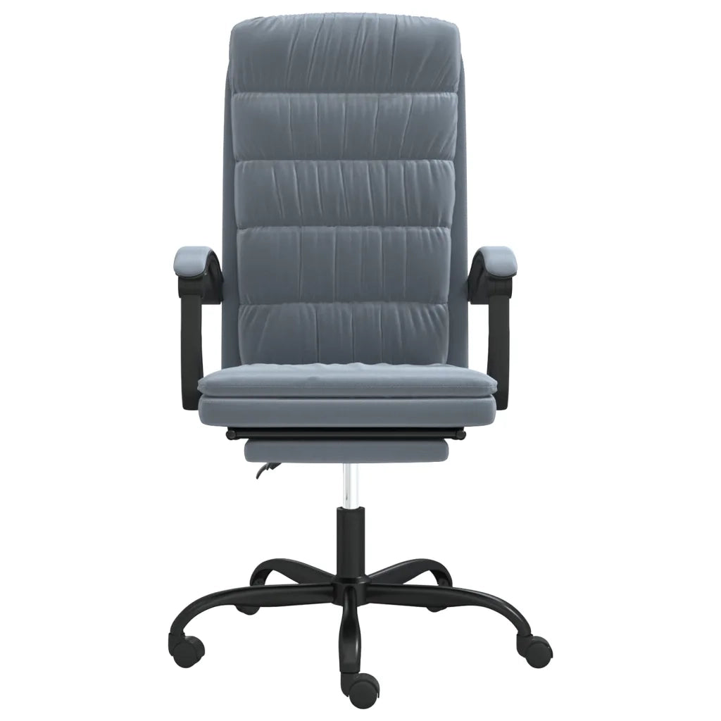 Sedia da Ufficio Reclinabile Grigio Scuro in Velluto