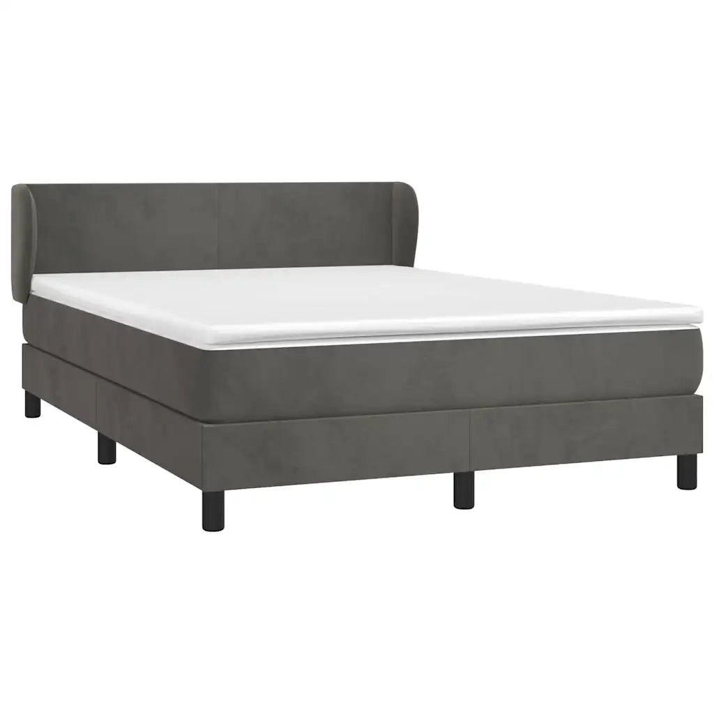 Giroletto a Molle con Materasso Grigio Scuro 140x200 cm Velluto 3127374