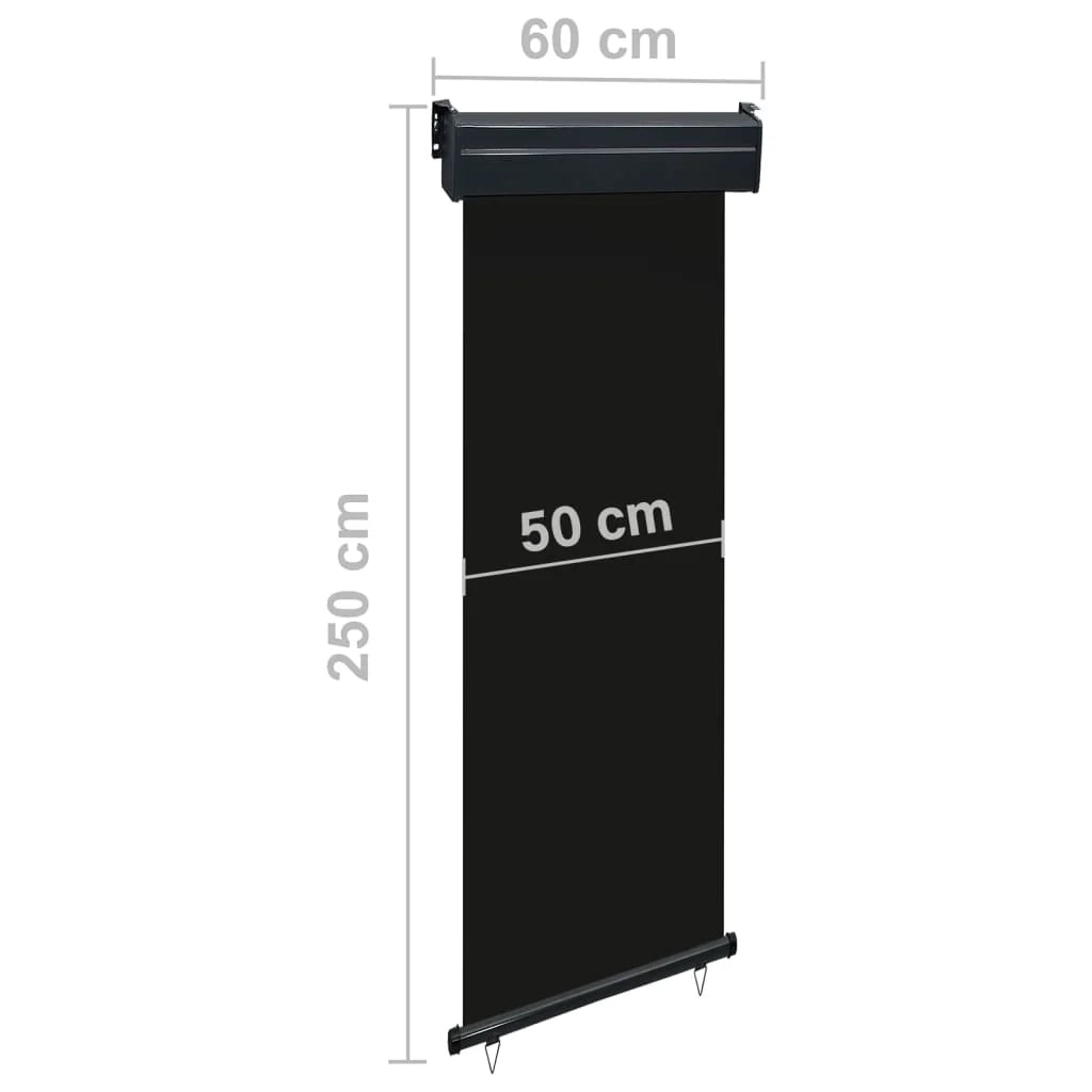 Tenda da sole laterale retrattile/schermo protettivo per patio giardino terrazza balcone 60 x 250 cm nero 02_0007036