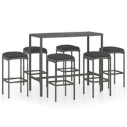 Set da Bar da Giardino 7 pz | Set Salotto da Giardino con Cuscini in Polyrattan Grigio