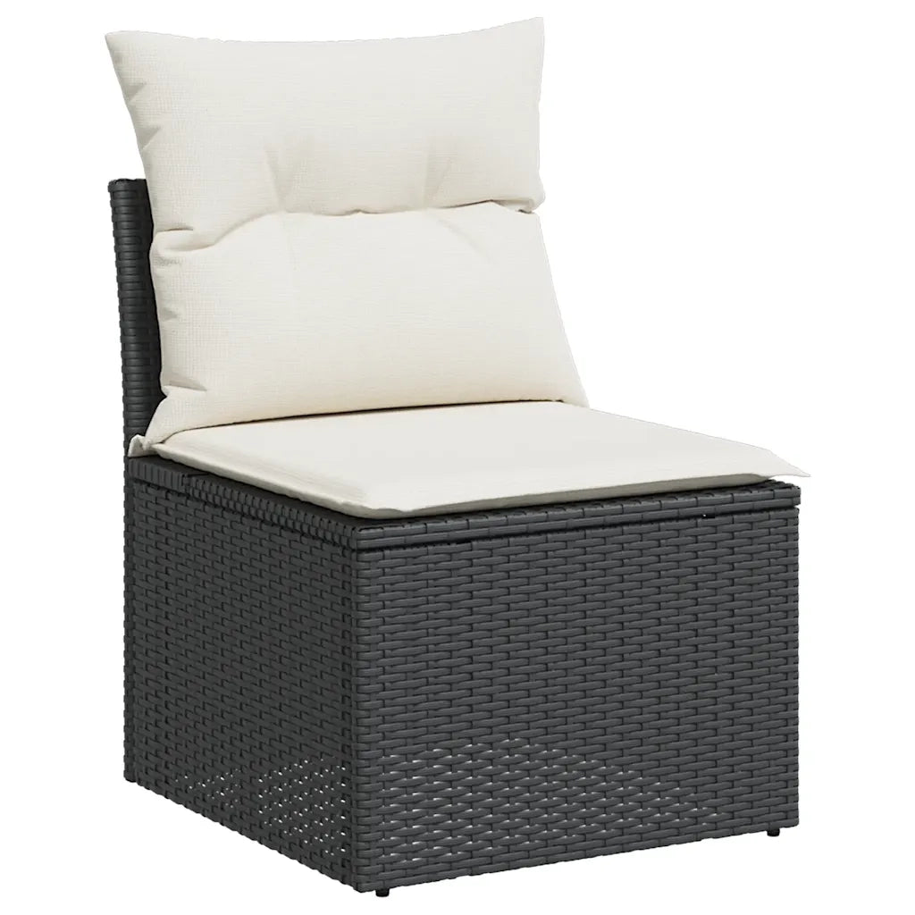 Set Divani da Giardino 9 pz con Cuscini Nero in Polyrattan 3256539