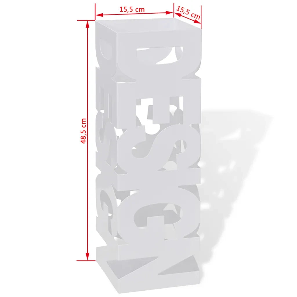 Portaombrelli Bastoni Passeggio Quadrato Acciaio 48,5 cm Bianco CFW5209562