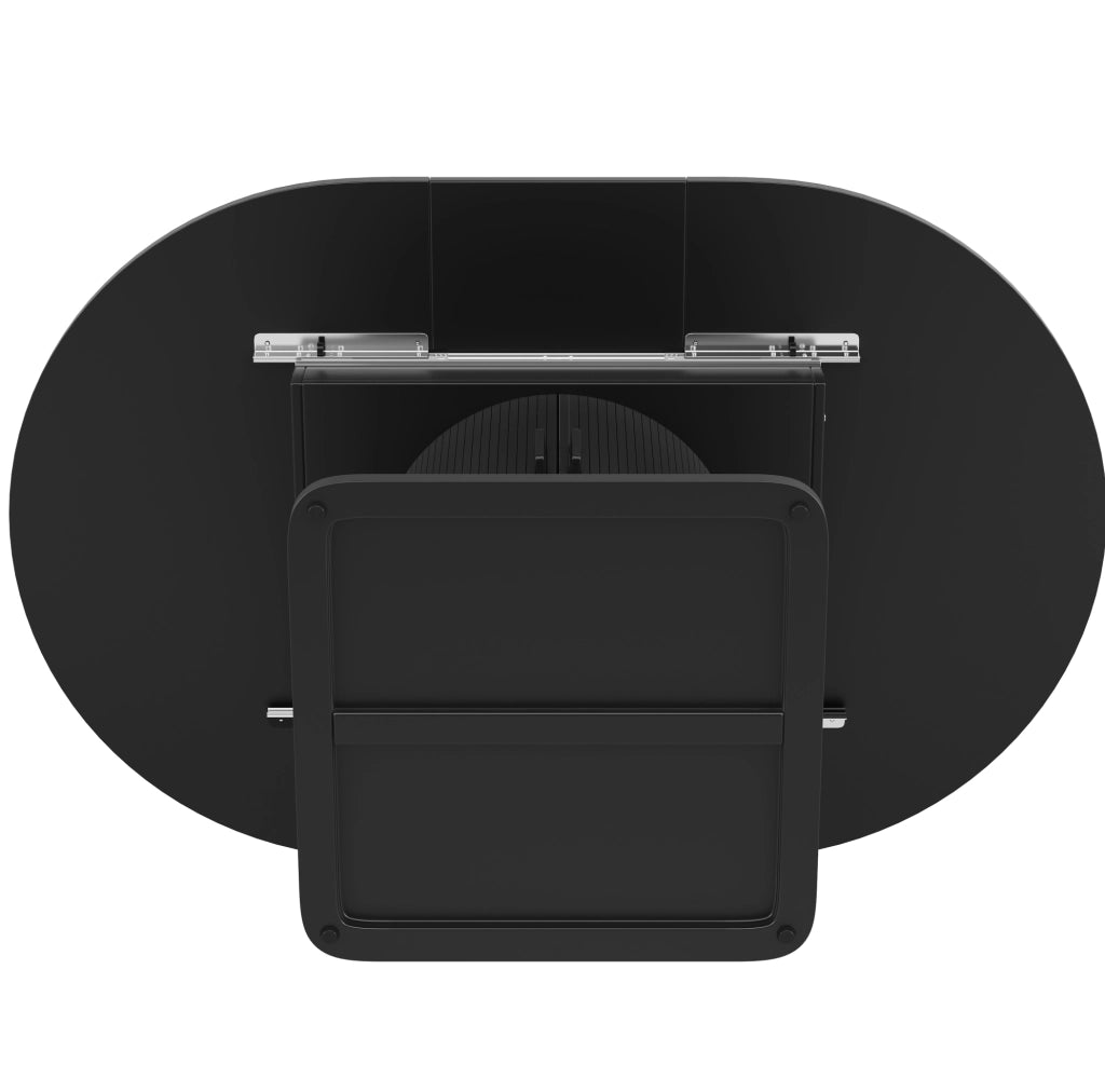 Tavolo allungabile 118x118x76 cm con ampio vano contenitore; MDF e metallo; nero