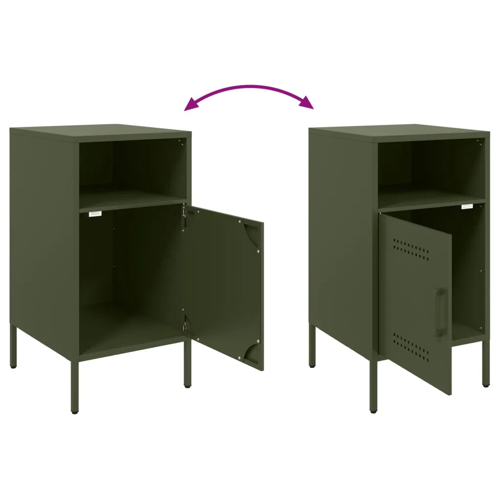 vidaXL Comodino Verde Oliva 36x39x68 cm in Acciaio