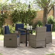 Set da Pranzo per Giardino 5 pcs Grigio Poly Rattan