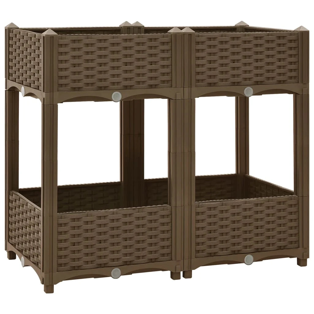 Fioriera rialzata per piante e fiori giardino 80 x 40 x 71 cm polipropilene marrone 02_0000949