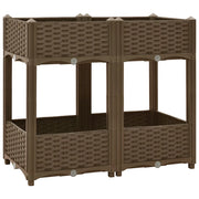 Fioriera rialzata per piante e fiori giardino 80 x 40 x 71 cm polipropilene marrone 02_0000949