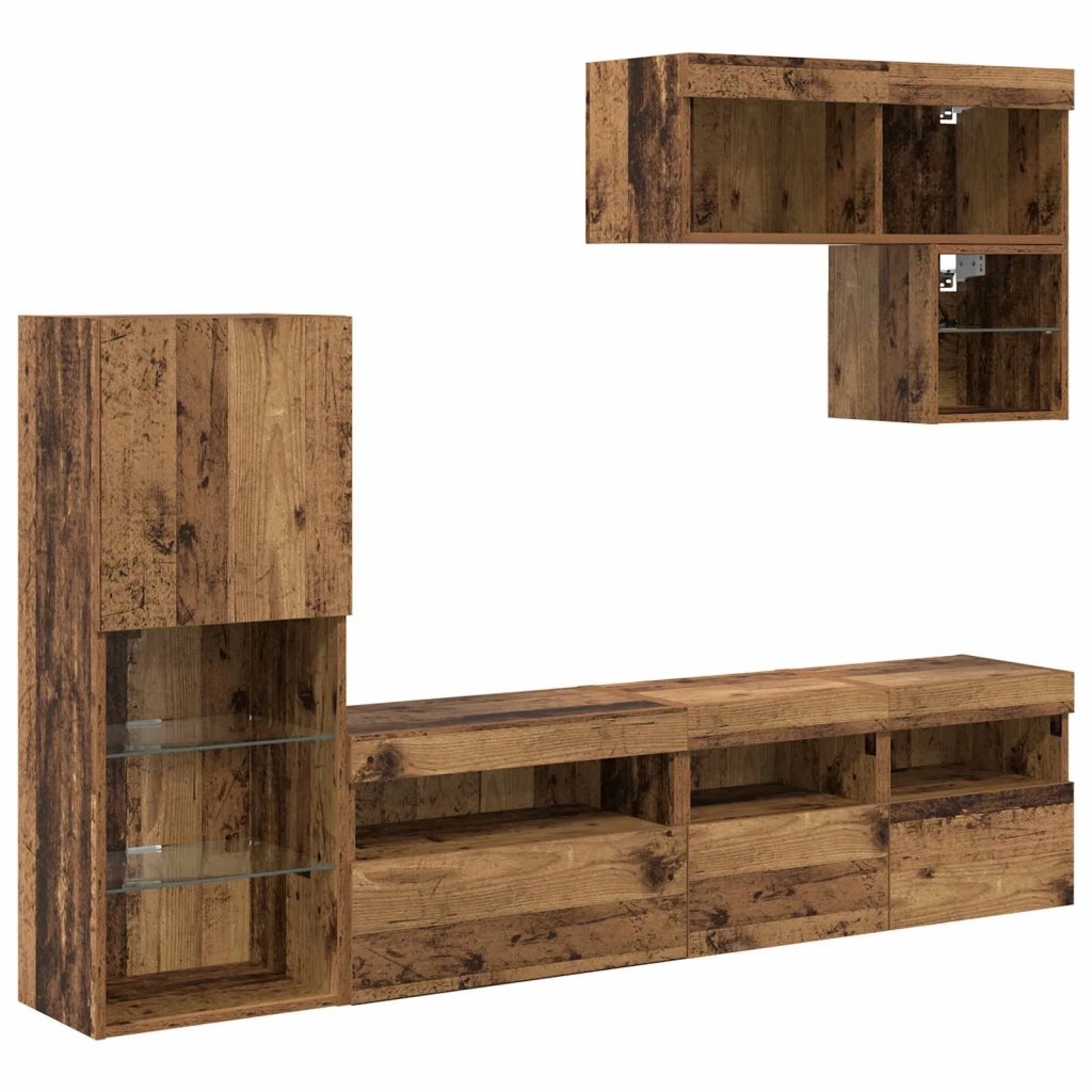 Unità per TV a Muro 6 pcs Legno vecchio Legno multistrato 3402974