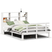 Letto matrimoniale | Letto per adulti | Letto Libreria senza Materasso Bianco 140x200 cm Legno di Pino