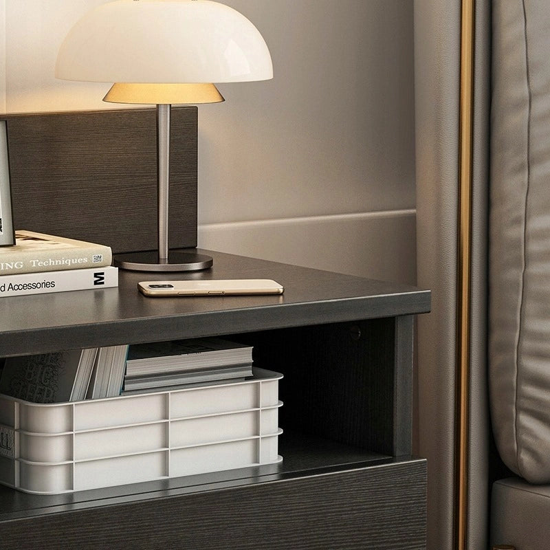 Comodino da 40 cm, tavolino, cassettiera a 2 cassetti, nero, stile loft, camera da letto moderna