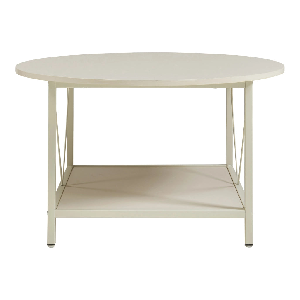 Tavolino da Caffè Filem con Piano Rotondo e Ripiano ØxA: 80 x 46 cm - Color Sabbia [en.casa]