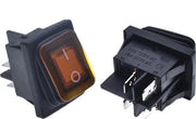 Interruttore a pulsante 2 poli 30x22mm 250V Max. 16A - Indicazione di illuminazione - Impermeabile - Codice KCD4-202 - Colore arancione