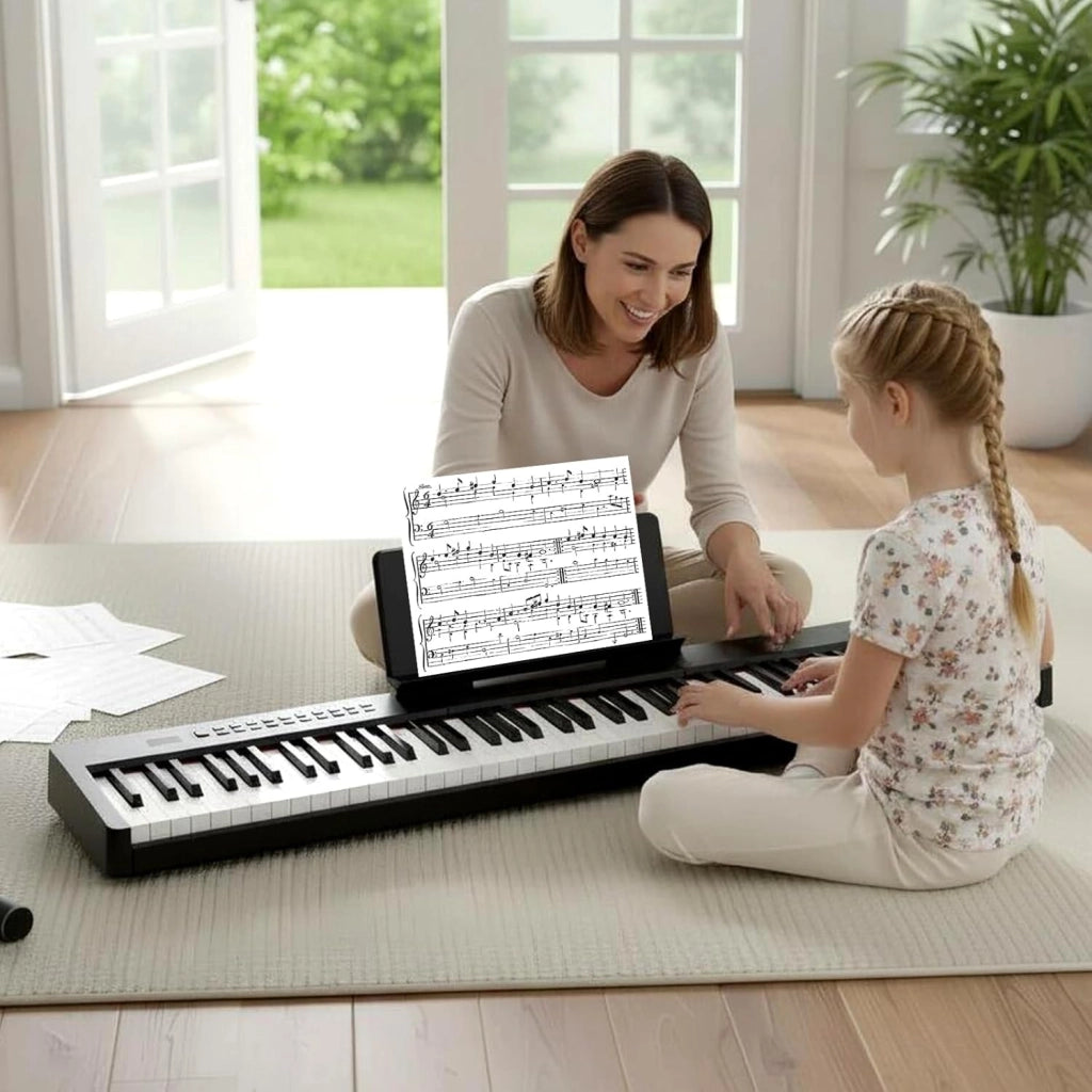 Pianoforte Digitale a 88 Tasti, Tastiera Elettrica per Principianti con 380 Timbri, 128 Ritmi e 88 Demo, Pianola Tastiera Portatile e Leggera con Borsa da Trasporto (Nero)