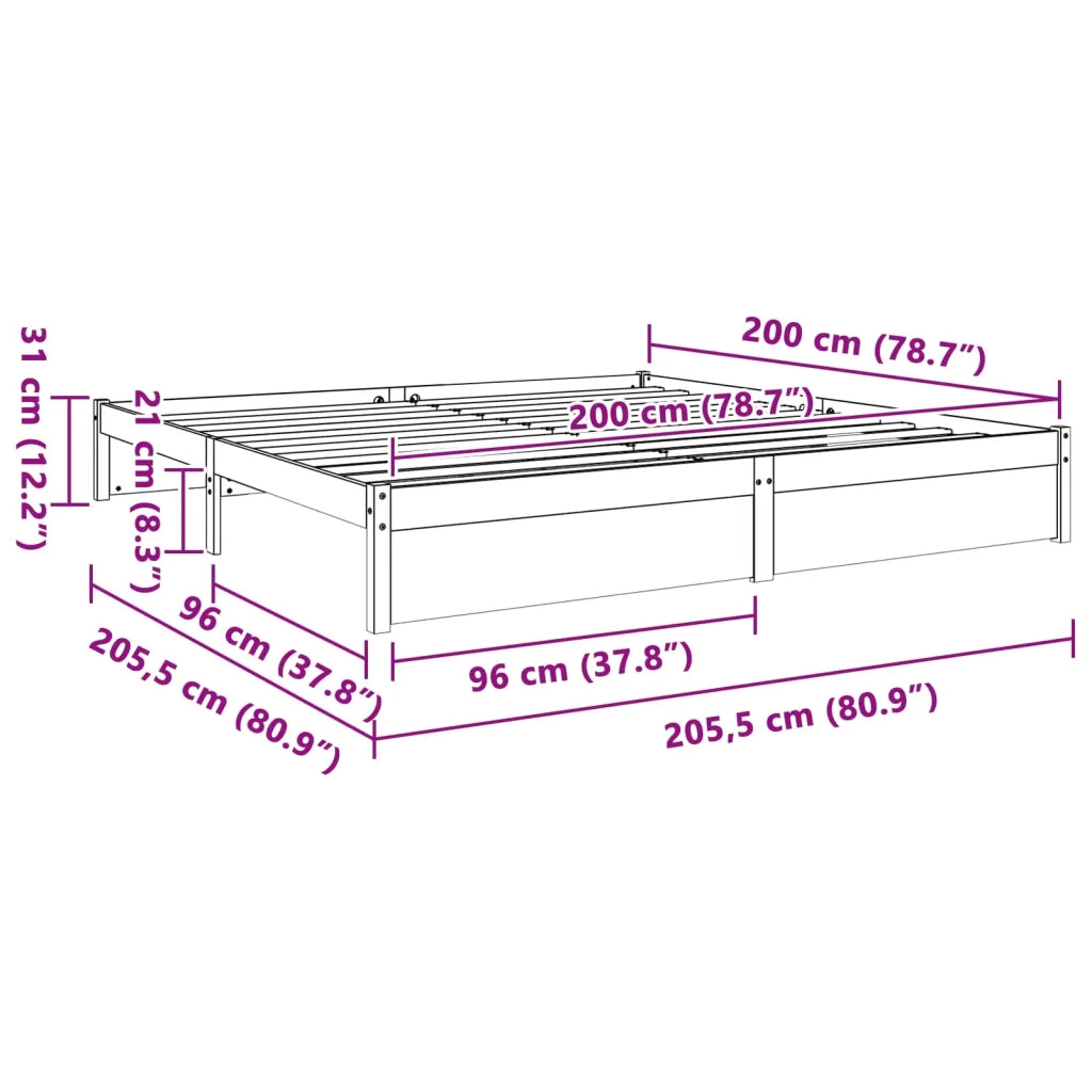 Struttura del letto Marrone cerato 200 x 200 cm
