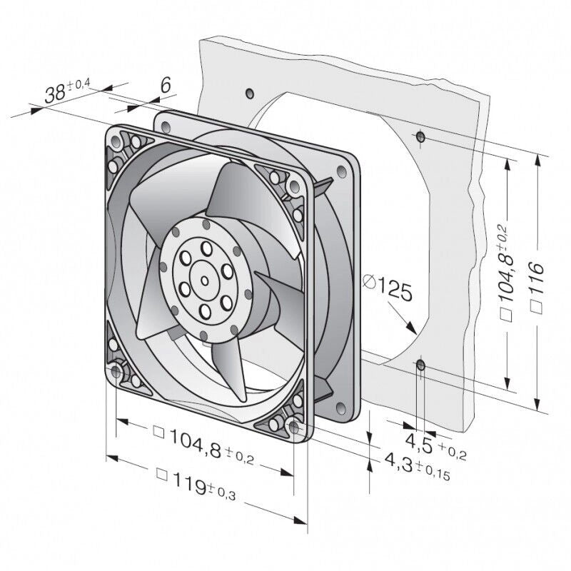 Ventilatore assiale per Stufa a Pellet EBM 4586Z Ventola in Metallo 119x119x38 13w EBMPAPST