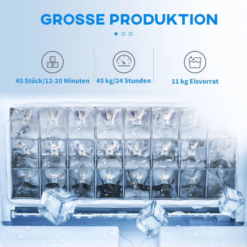 Macchina per cubetti di ghiaccio commerciale 45 kg/24H ¨C zephmum ¨C con serbatoio da 11 kg e display LCD