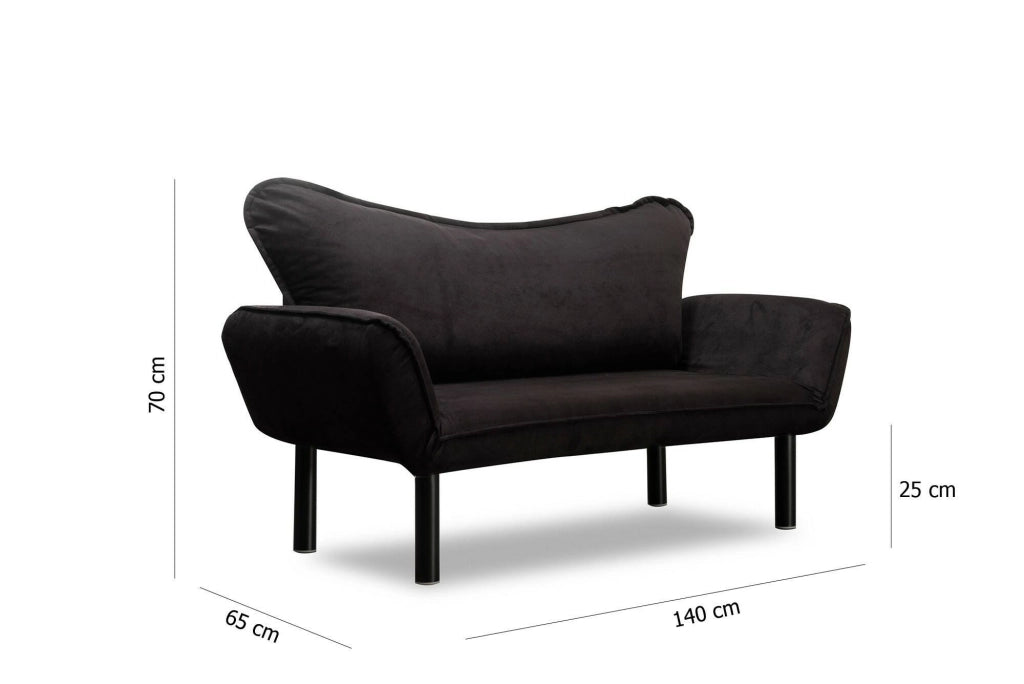 Hone, Divano Letto 2 Posti Contenitore, 140x65 cm Nero