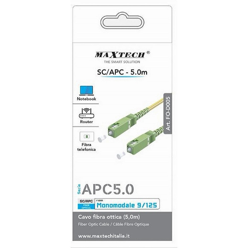 Trade Shop - Cavo Fibra Ottica Monomodale 9/125 Sc-apc 5mt Per Router Notebook Fo-d005-5.0m -