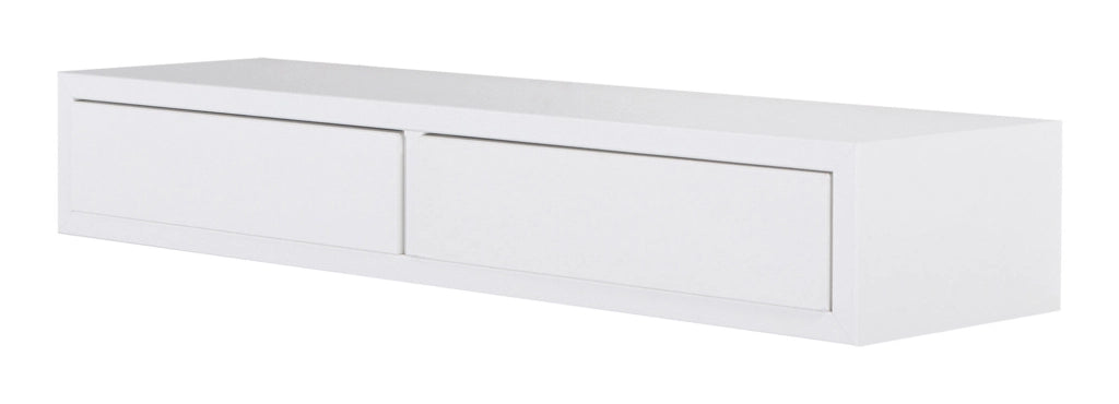 Mensola da Parete con 2 Cassetti 88,2x13,4x23,7 cm in Fibra di Legno Domino Maxi Bianco